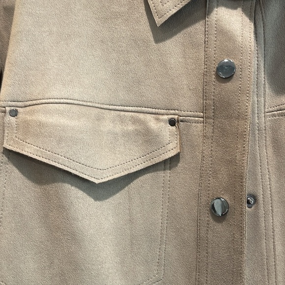 Zara Brown Taupe Suede Overshirt Jacket - Picture 4 of 5